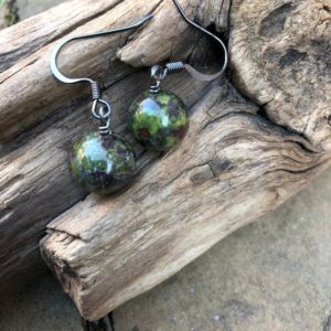 Dragon's Blood Jasper Protection Stone Earrings, men's dangle bloodstone earring, Edgy stone earring for women | Natural genuine Bloodstone earrings. Buy crystal jewelry, handmade handcrafted artisan jewelry for women.  Unique handmade gift ideas. #jewelry #beadedearrings #beadedjewelry #gift #shopping #handmadejewelry #fashion #style #product #earrings #affiliate #ad