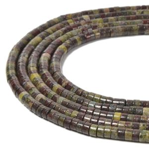 Shop Bloodstone Bead Shapes! Natural Dragon Bloodstone Heishi Disc Beads Size 2x4mm 15.5'' Strand | Natural genuine other-shape Bloodstone beads for beading and jewelry making.  #jewelry #beads #beadedjewelry #diyjewelry #jewelrymaking #beadstore #beading #affiliate #ad