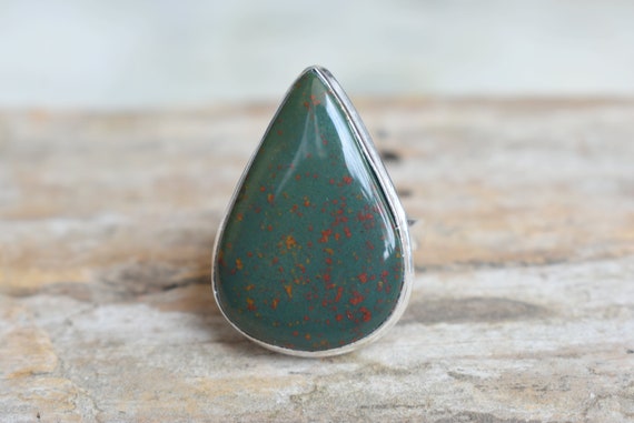 Bloodstone Ring, Statement Ring, 925 Sterling Silver, Bloodstone Gemstone Silver Ring, Women Jewellery Gift #b536