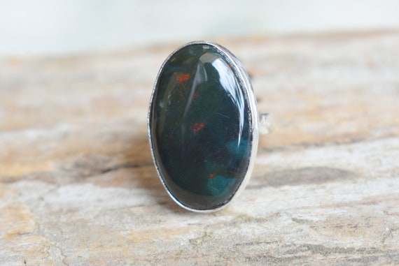 Bloodstone Ring, Statement Ring, 925 Sterling Silver, Bloodstone Gemstone Silver Ring, Women Jewellery Gift #b535
