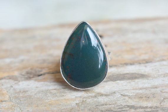 Bloodstone Ring, Statement Ring, 925 Sterling Silver, Bloodstone Gemstone Silver Ring, Women Jewellery Gift #b534