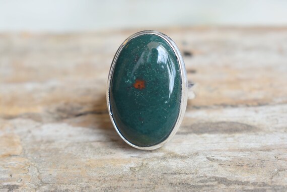 Bloodstone Ring, Statement Ring, 925 Sterling Silver, Bloodstone Gemstone Silver Ring, Women Jewellery Gift #b555