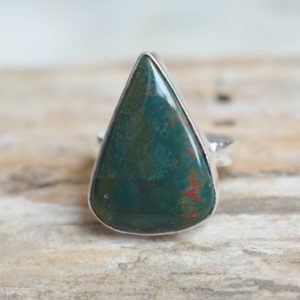 Shop Bloodstone Rings! Bloodstone ring, Statement ring, 925 sterling silver, Bloodstone gemstone silver ring, women jewellery gift #B553 | Natural genuine Bloodstone rings, simple unique handcrafted gemstone rings. #rings #jewelry #shopping #gift #handmade #fashion #style #affiliate #ad
