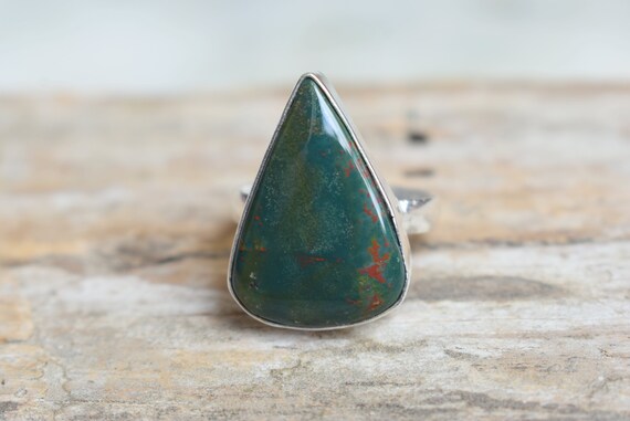 Bloodstone Ring, Statement Ring, 925 Sterling Silver, Bloodstone Gemstone Silver Ring, Women Jewellery Gift #b553
