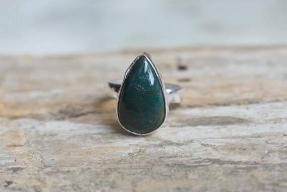 Bloodstone Ring, Statement Ring, 925 Sterling Silver, Bloodstone Gemstone Silver Ring, Women Jewellery Gift #b548