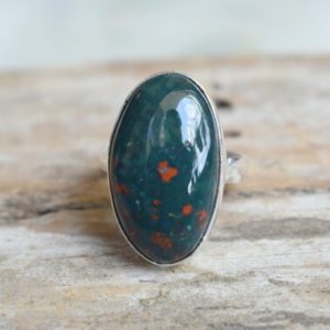 Shop Bloodstone Rings! Bloodstone ring, Statement ring, 925 sterling silver, Bloodstone gemstone silver ring, women jewellery gift #B549 | Natural genuine Bloodstone rings, simple unique handcrafted gemstone rings. #rings #jewelry #shopping #gift #handmade #fashion #style #affiliate #ad