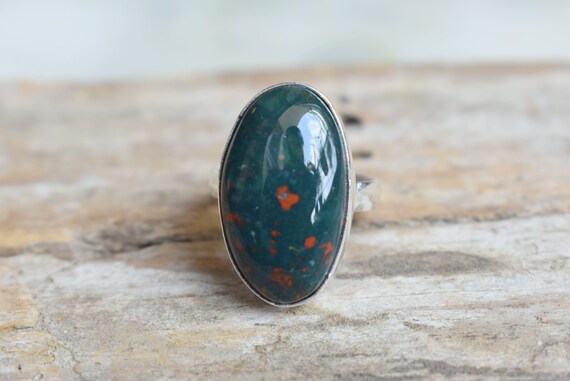 Bloodstone Ring, Statement Ring, 925 Sterling Silver, Bloodstone Gemstone Silver Ring, Women Jewellery Gift #b549