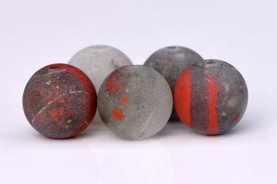 Genuine Natural Blood Stone Gemstone Beads 6mm Matte Round A Quality Loose Beads (101240)