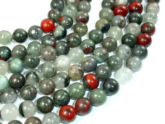 African Bloodstone, 10mm (10.4 Mm) Round Beads, 15.5 Inch, Full Strand, Approx 38 Beads, Hole 1 Mm (124054003)