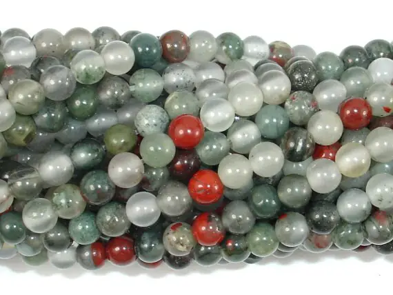 African Bloodstone, 4mm (4.5 Mm) Round Beads, 15.5 Inch, Full Strand, Approx 95 Beads, Hole 0.8 Mm (124054004)