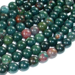 Shop Bloodstone Round Beads! Indian Bloodstone, 10mm (10.5mm), Round, 15.5 Inch, Full strand, Approx. 38 beads, Hole 1mm (284054004) | Natural genuine round Bloodstone beads for beading and jewelry making.  #jewelry #beads #beadedjewelry #diyjewelry #jewelrymaking #beadstore #beading #affiliate #ad