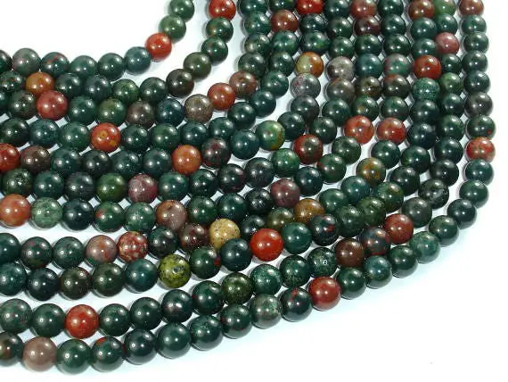 Indian Bloodstone, 6mm (6.5mm), Round Beads, 15.5 Inch, Full Strand, Approx. 60 Beads, Hole 1 Mm (284054002)