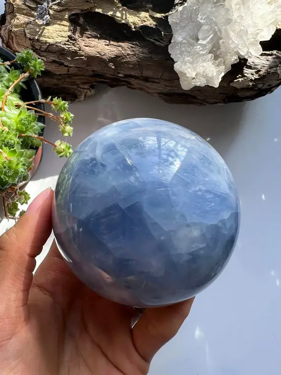 Blue Calcite Sphere, Blue Calcite, Polished Blue Calcite, Crystal Ball