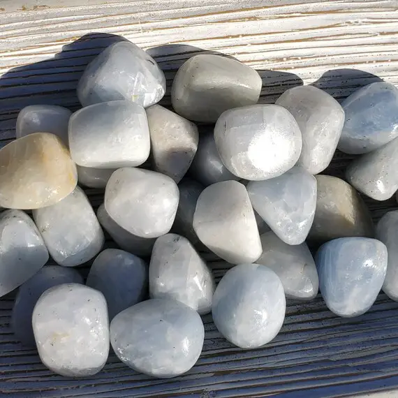 Blue Calcite Tumbled Stones - Light Blue Calcite - Blue Calcite Crystal - Natural Calcite - Tumbled Stone - Throat Chakra Stone - Meditation