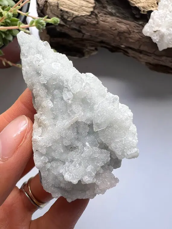 Apophyllite And Chalcedony Cluster, Raw Apophyllite, Raw Chalcedony, Blue Chalcedony, Apophyllite Cluster, Crystal Healing