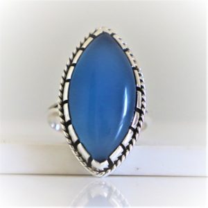 Shop Blue Chalcedony Rings! Blue Chalcedony Ring,925 Sterling Silver Handmade Jewelry, Natural Gemstone, Christmas Gift, Boho Ring, Dainty Trendy Navajo Gypsy Midi Ring | Natural genuine Blue Chalcedony rings, simple unique handcrafted gemstone rings. #rings #jewelry #shopping #gift #handmade #fashion #style #affiliate #ad