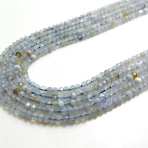 Shop Blue Lace Agate Faceted Beads! Natural Blue Lace Agate Beads, Blue Lace Agate Faceted Rondelle 2mm x 3mm Gemstone Beads – PG64B | Natural genuine faceted Blue Lace Agate beads for beading and jewelry making.  #jewelry #beads #beadedjewelry #diyjewelry #jewelrymaking #beadstore #beading #affiliate #ad