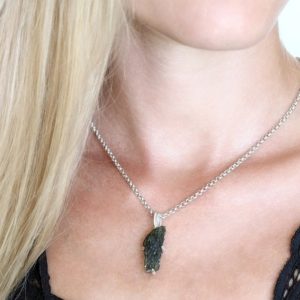 Shop Moldavite Necklaces! Certified Moldavite Necklace Rare Crystal Pendant Czech Moldavite Charm Meteorite Jewelry Sterling silver Authentic Moldavite Gift for women | Natural genuine Moldavite necklaces. Buy crystal jewelry, handmade handcrafted artisan jewelry for women.  Unique handmade gift ideas. #jewelry #beadednecklaces #beadedjewelry #gift #shopping #handmadejewelry #fashion #style #product #necklaces #affiliate #ad