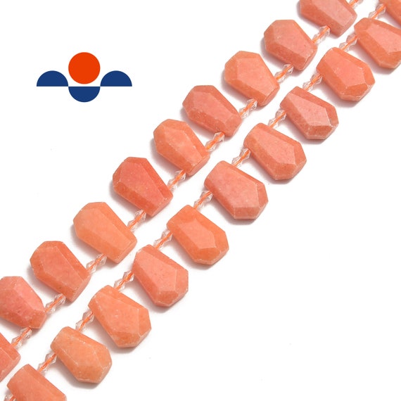 Peach Calcite Faceted Trapezoid Shape Beads Approx 15x22mm 15.5" Strand