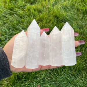 Shop Calcite Points & Wands! Clear Calcite Point (1) White Crystal Calcite Tower – Crystal Tower, Crystal Point Natural Gemstone Crystal Clear White Calcite | Natural genuine stones & crystals in various shapes & sizes. Buy raw cut, tumbled, or polished gemstones for making jewelry or crystal healing energy vibration raising reiki stones. #crystals #gemstones #crystalhealing #crystalsandgemstones #energyhealing #affiliate #ad
