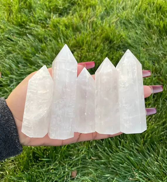 Clear Calcite Point (1) White Crystal Calcite Tower - Crystal Tower, Crystal Point Natural Gemstone Crystal Clear White Calcite