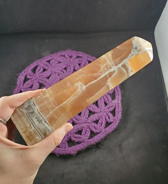 Deep Golden Honey Calcite Large Tower Polished Point Obelisk Crystals Magick Stones Starseed Orange Yellow Gold Pakistan Xl