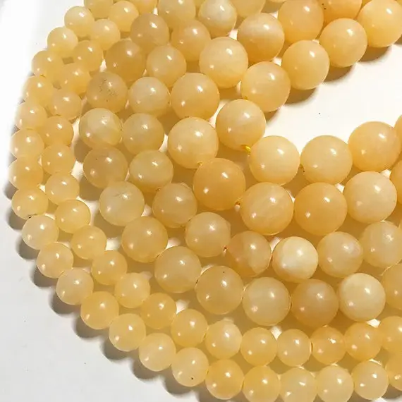 Natural Honey Yellow Calcite Beads, 4mm 6mm 8mm 10mm 12mm Round Gemstone 15.5'' Strand