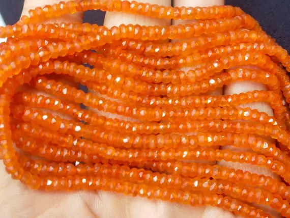 13 Inches Strand,finest Quality,natural Carnelian Micro Faceted Rondelles,