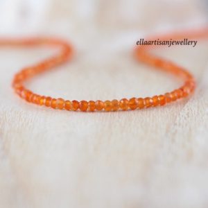 Shop Carnelian Necklaces! Carnelian Beaded Necklace in Sterling Silver, 14Kt Gold or Rose Gold Filled, Dainty Orange Gemstone Choker, Long Layering Necklace for Women | Natural genuine Carnelian necklaces. Buy crystal jewelry, handmade handcrafted artisan jewelry for women.  Unique handmade gift ideas. #jewelry #beadednecklaces #beadedjewelry #gift #shopping #handmadejewelry #fashion #style #product #necklaces #affiliate #ad