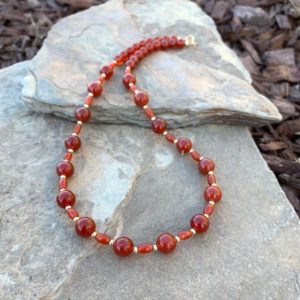 Shop Carnelian Necklaces! Carnelian Necklace / Carnelian beaded Necklace / Orange Necklace / Orange Stone Necklace | Natural genuine Carnelian necklaces. Buy crystal jewelry, handmade handcrafted artisan jewelry for women.  Unique handmade gift ideas. #jewelry #beadednecklaces #beadedjewelry #gift #shopping #handmadejewelry #fashion #style #product #necklaces #affiliate #ad