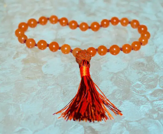 Carnelian Beaded Necklace - Mala - Crystal Jewelry, Prayer Necklace, Handmade Jewelry, Healing Crystals,