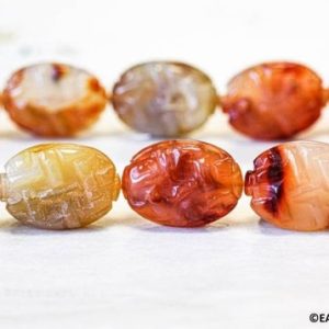 Shop Carnelian Bead Shapes! XL/ Natural Carnelian 22x30mm Carved Flat Oval Beads 15.5 inches long, Orange Gemstone Carved Ancient Style Oval Beads, For Jewelry Designs | Natural genuine other-shape Carnelian beads for beading and jewelry making.  #jewelry #beads #beadedjewelry #diyjewelry #jewelrymaking #beadstore #beading #affiliate #ad