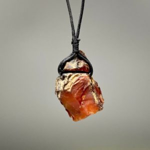 Raw Carnelian Crystal Pendant Necklace, Carnelian Gemstone Cord Necklace | Natural genuine Gemstone pendants. Buy crystal jewelry, handmade handcrafted artisan jewelry for women.  Unique handmade gift ideas. #jewelry #beadedpendants #beadedjewelry #gift #shopping #handmadejewelry #fashion #style #product #pendants #affiliate #ad