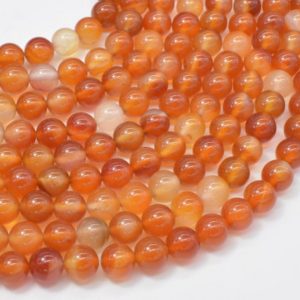 Carnelian Beads, Orange,  8mm (8.2mm), Round, 15 Inch, Full strand, Approx. 48 beads, Hole 1mm (182054026) | Natural genuine round Carnelian beads for beading and jewelry making.  #jewelry #beads #beadedjewelry #diyjewelry #jewelrymaking #beadstore #beading #affiliate #ad