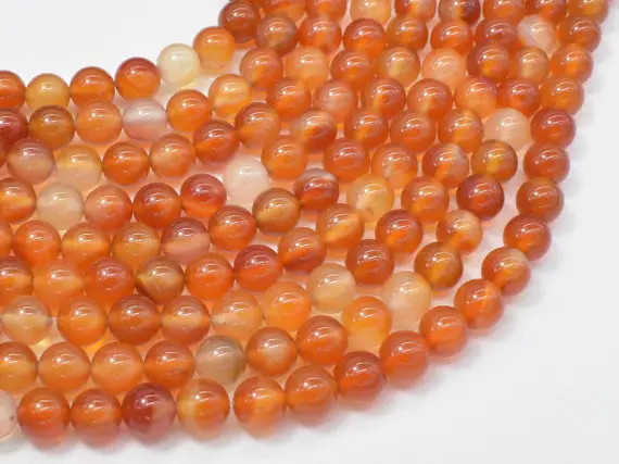 Carnelian Beads, Orange,  8mm (8.2mm), Round, 15 Inch, Full Strand, Approx. 48 Beads, Hole 1mm (182054026)