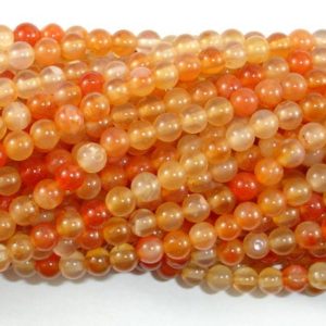 Carnelian, Orange, 4mm (4.4mm), Round, 15 Inch, Full strand, Approx. 92 beads, Hole 0.8mm (182054016) | Natural genuine beads Gemstone beads for beading and jewelry making.  #jewelry #beads #beadedjewelry #diyjewelry #jewelrymaking #beadstore #beading #affiliate #ad