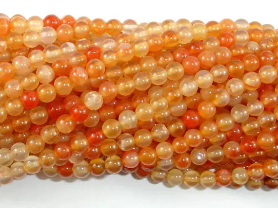 Carnelian, Orange, 4mm (4.4mm), Round, 15 Inch, Full Strand, Approx. 92 Beads, Hole 0.8mm (182054016)