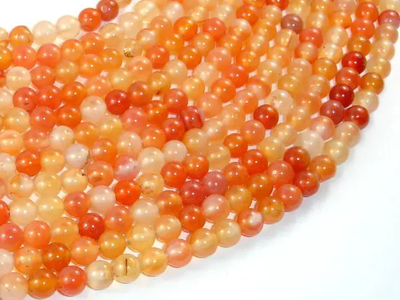 Carnelian, Orange, 6mm (6.4mm), Round, 15.5 Inch, Full Strand, Approx. 65 Beads, Hole 1mm (182054028)