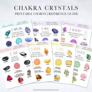 Shop Healing Stones Charts! Chakra crystals print, chakra stones printable chart, gemstone therapy cheat sheet, chakra healing reference guide, colorful chakra poster | Shop jewelry making and beading supplies, tools & findings for DIY jewelry making and crafts. #jewelrymaking #diyjewelry #jewelrycrafts #jewelrysupplies #beading #affiliate #ad