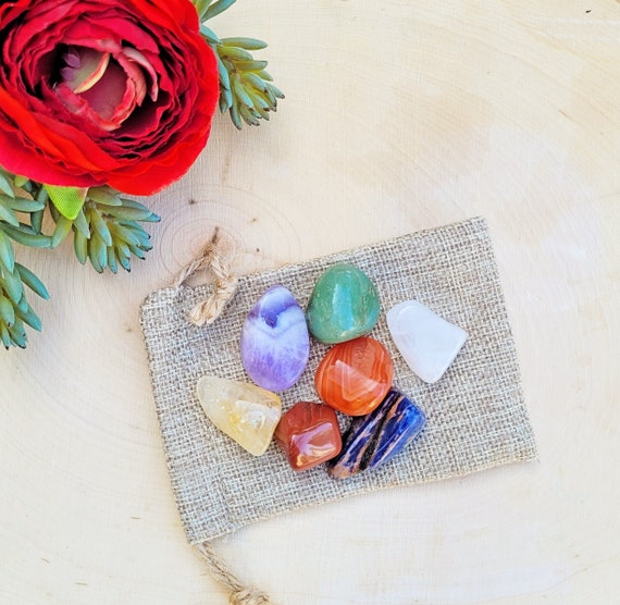 Chakra Tumble Stone Set | Healing Crystals Kit With Burlap Pouch