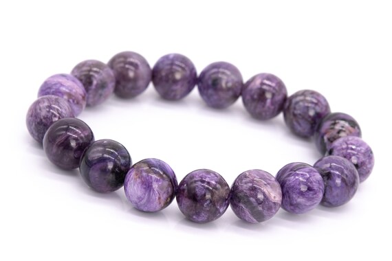 17 Pcs - 11-12mm Charoite Bracelet Grade Aa Genuine Natural Purple Round Gemstone Beads (115256)