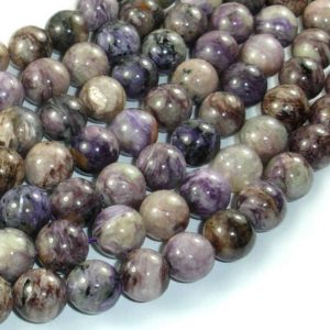 Shop Charoite Round Beads! Genuine Charoite, 10mm (10.3mm), Round Beads, 16 Inch, Full stand, Approx. 40 beads, Hole 1 mm (187054802) | Natural genuine round Charoite beads for beading and jewelry making.  #jewelry #beads #beadedjewelry #diyjewelry #jewelrymaking #beadstore #beading #affiliate #ad