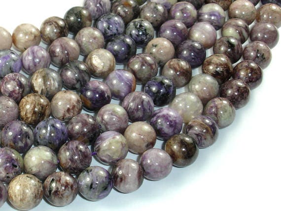 Genuine Charoite, 10mm (10.3mm), Round Beads, 16 Inch, Full Stand, Approx. 40 Beads, Hole 1 Mm (187054802)