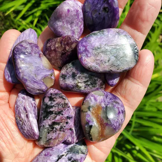 Tumbled Charoite Crystals - Purple Charoite - Different Sized Charoite Tumbles - Charoite Stone For Motivation