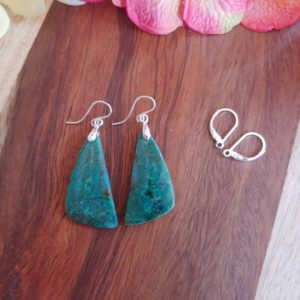 Shop Chrysocolla Earrings! Gorgeous Green And Blue Chrysocolla Earrings. Silver Chrysocolla Earrings. One Of A Kind Chrysocolla | Natural genuine Chrysocolla earrings. Buy crystal jewelry, handmade handcrafted artisan jewelry for women.  Unique handmade gift ideas. #jewelry #beadedearrings #beadedjewelry #gift #shopping #handmadejewelry #fashion #style #product #earrings #affiliate #ad