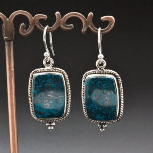 Shop Chrysocolla Earrings! Sterling Silver Chrysocolla Earrings | Natural genuine Chrysocolla earrings. Buy crystal jewelry, handmade handcrafted artisan jewelry for women.  Unique handmade gift ideas. #jewelry #beadedearrings #beadedjewelry #gift #shopping #handmadejewelry #fashion #style #product #earrings #affiliate #ad
