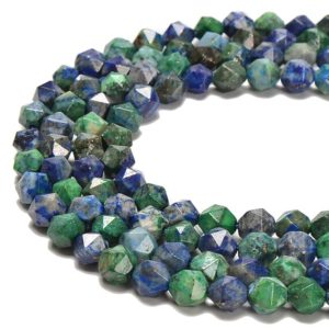 Shop Chrysocolla Faceted Beads! Chrysocolla Faceted Star Cut Beads Size 8mm 15.5" Strand | Natural genuine faceted Chrysocolla beads for beading and jewelry making.  #jewelry #beads #beadedjewelry #diyjewelry #jewelrymaking #beadstore #beading #affiliate #ad