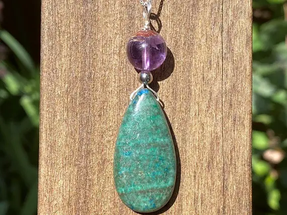 Chrysocolla And Auralite 23, Healing Stone Necklace With Positive Healing Energy!