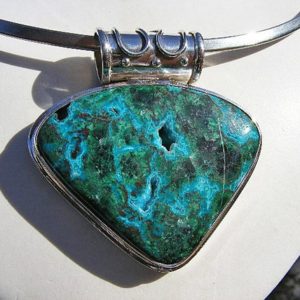 Shop Chrysocolla Pendants! MALACHITE, CHRYSOCOLLA, CUPRITE Pendant, Copper Minerals, Some Druzy Area's, One of a Kind, Very Unusual, Sterling Silver | Natural genuine Chrysocolla pendants. Buy crystal jewelry, handmade handcrafted artisan jewelry for women.  Unique handmade gift ideas. #jewelry #beadedpendants #beadedjewelry #gift #shopping #handmadejewelry #fashion #style #product #pendants #affiliate #ad