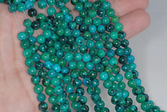 6mm Turquoise Chrysocolla Gemstone Round Loose Beads 15.5 Inch Full Strand (90114162-206)